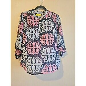 Banana Republic Womens 0 Blouse MILLY Collection Lightweight 3/4 Roll Tab Sleeve
